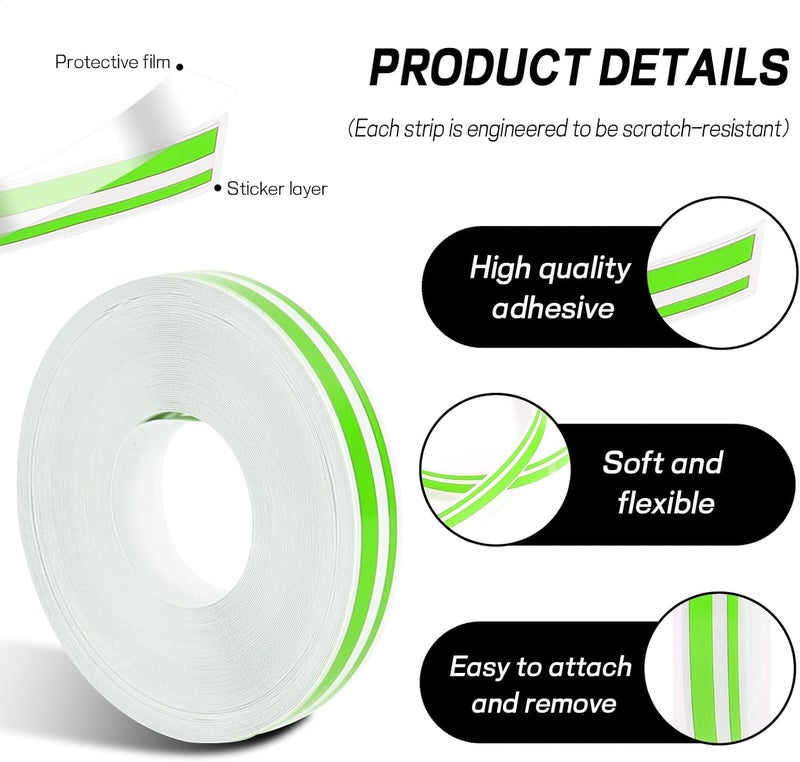ongfuwu 2 Rolls×32Ft Car Pinstriping Tape, Vinyl Automotive Pinstriping Tape Stripe Decal, DIY Car Body Side Stripes Trim Sticker, Universal for Motorcycle Door Home Musical Instrument(Green) - Image 3